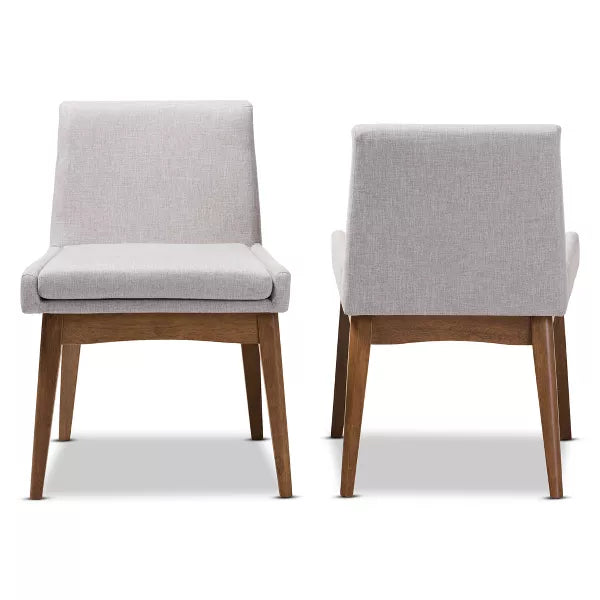 Set of 2 Nexus Mid Century Modern Walnut Wood Fabric Upholstered Dining Side Chair - Baxton Studio