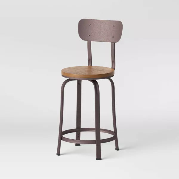 Dakota Swivel Wood Seat Barstool with Adjustable Legs Metal - Threshold™