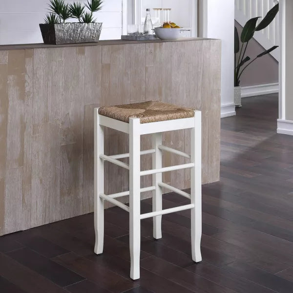 Rush Seat Hardwood Barstool White - Boraam