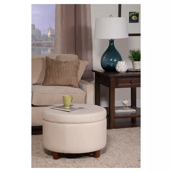 Large Round Storage Ottoman - HomePop