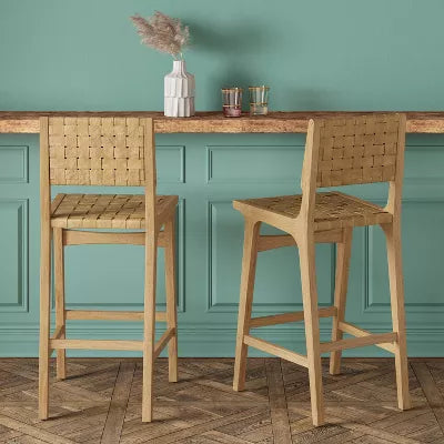 Ceylon Woven and Wood Barstool Natural - Threshold™