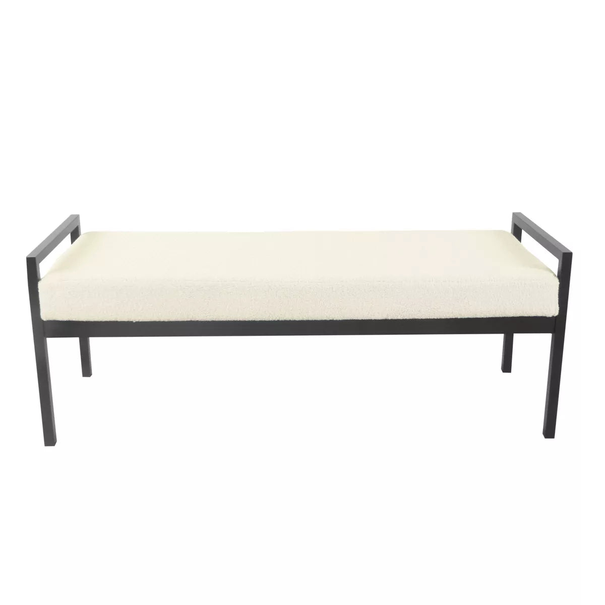 Modern Metal Faux Shearling Bench - HomePop