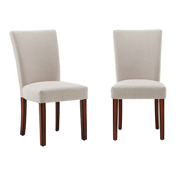 Quinby Upholstered Parson Dining Chairs (Set of 2) - Espresso/Beige Weave - iNSPIREQ