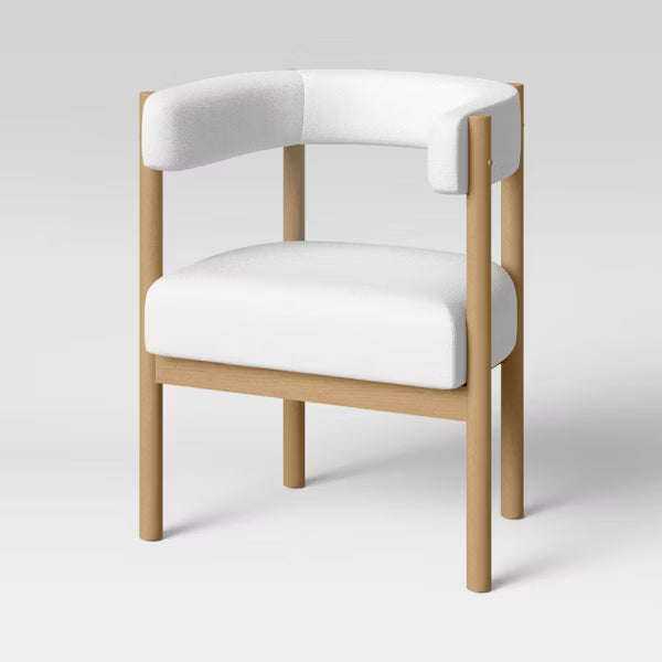 Kenova Upholstered Dining Chair with Wood Dowel Legs Cream - Threshold™: Mid-Century Modern, Polyester, Rubberwood