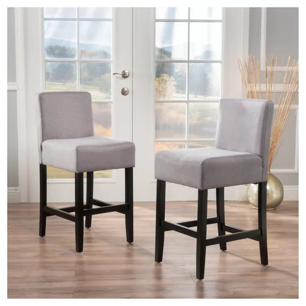 Set of 2 26" Lopez Fabric Counter Height Barstools - Christopher Knight Home (Light Gray)