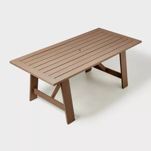 Mahogany Slat Top Rectangular Outdoor Patio Dining Table - Natural - Hearth & Hand™ with Magnolia