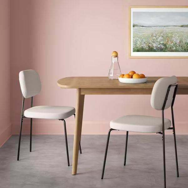 Set of 2 Upholstered with Metal Base Dining Chair Chairs Cream Boucle - Room Essentials™