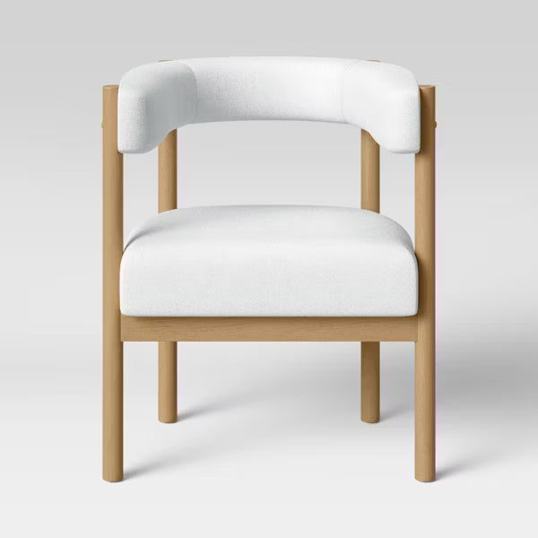 Kenova Upholstered Dining Chair with Wood Dowel Legs Cream - Threshold™: Mid-Century Modern, Polyester, Rubberwood