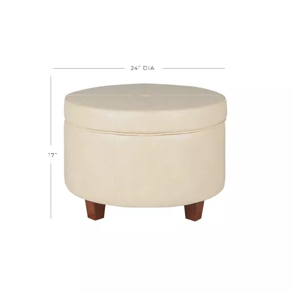 Large Round Storage Ottoman - HomePop