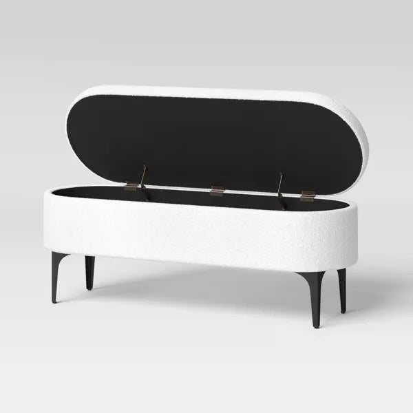 Storage Bench with Metal Legs Cream Boucle - Threshold™