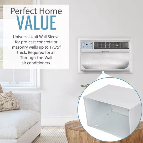 Keystone 26" Wall Sleeve AC: White Through Wall Air Conditioner Sleeve, No Assembly Required, 1 Year Warranty