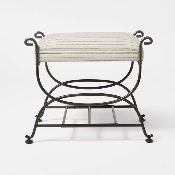 Metal Ottoman Performance Stripe Fabric - Threshold™ designed with Studio McGee; Assembly Required