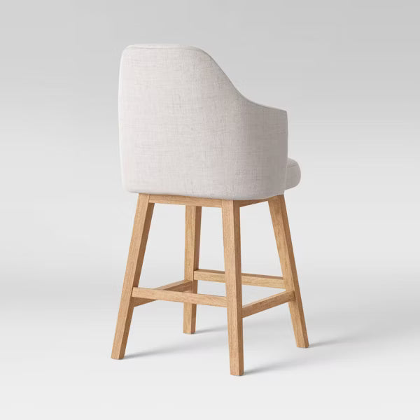 25.2" Kinston Swivel Curved Back Upholstered Counter Height Barstool with Footrest Linen - Threshold™
