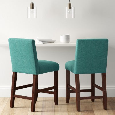 24'' Ewing Modern Parsons Counter Stool with Buttons Teal - Project 62 , Blue'