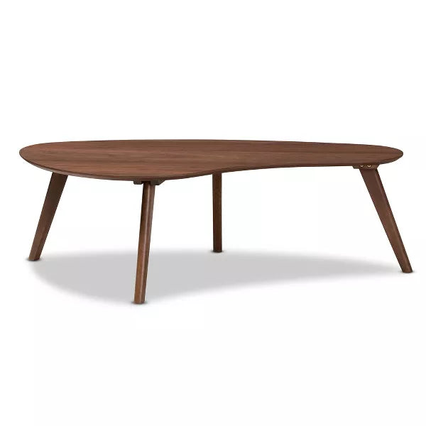 Scarlette Coffee Table Walnut - Baxton Studio: Mid-Century Modern, Rubberwood, Irregular Shape