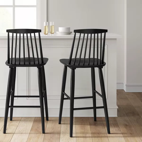 Harwich High Back Windsor Barstool Black - Threshold™: Farmhouse Style, Wood Frame, Fixed Height 29"