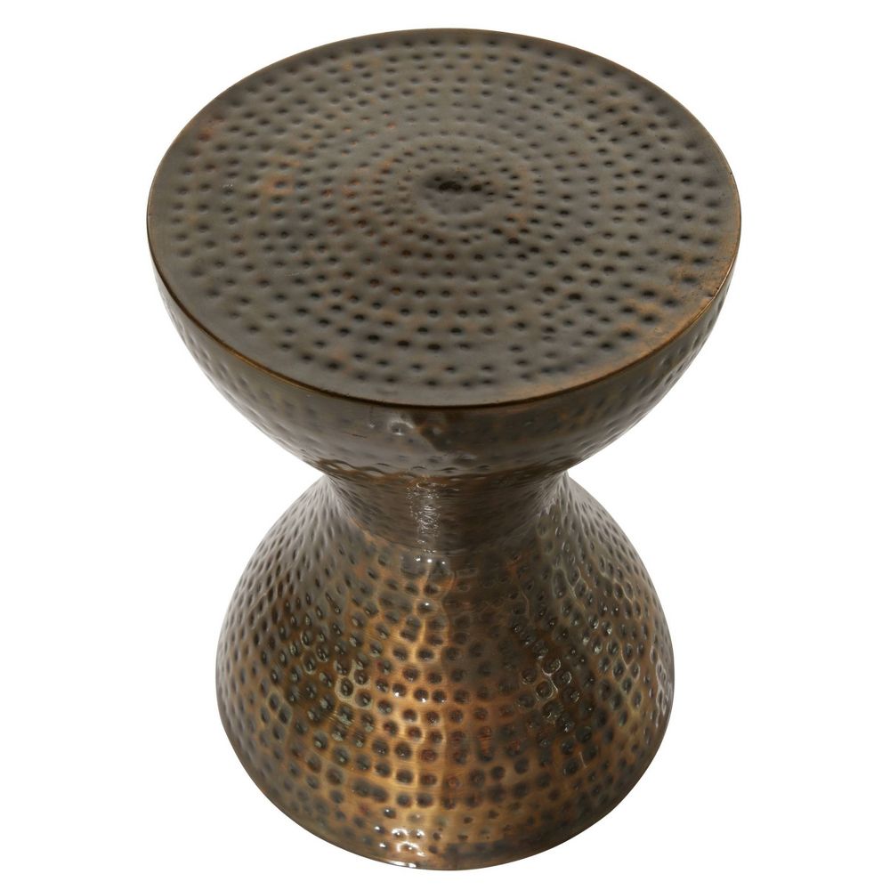 Modern Hourglass Hammered Metal Accent Table - Olivia & May