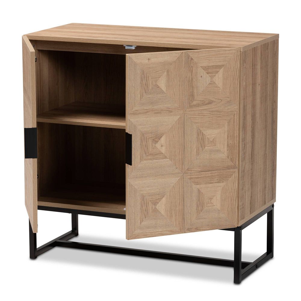 Darien Wood and Metal 2 Door Storage Cabinet Brown/Black - Baxton Studio