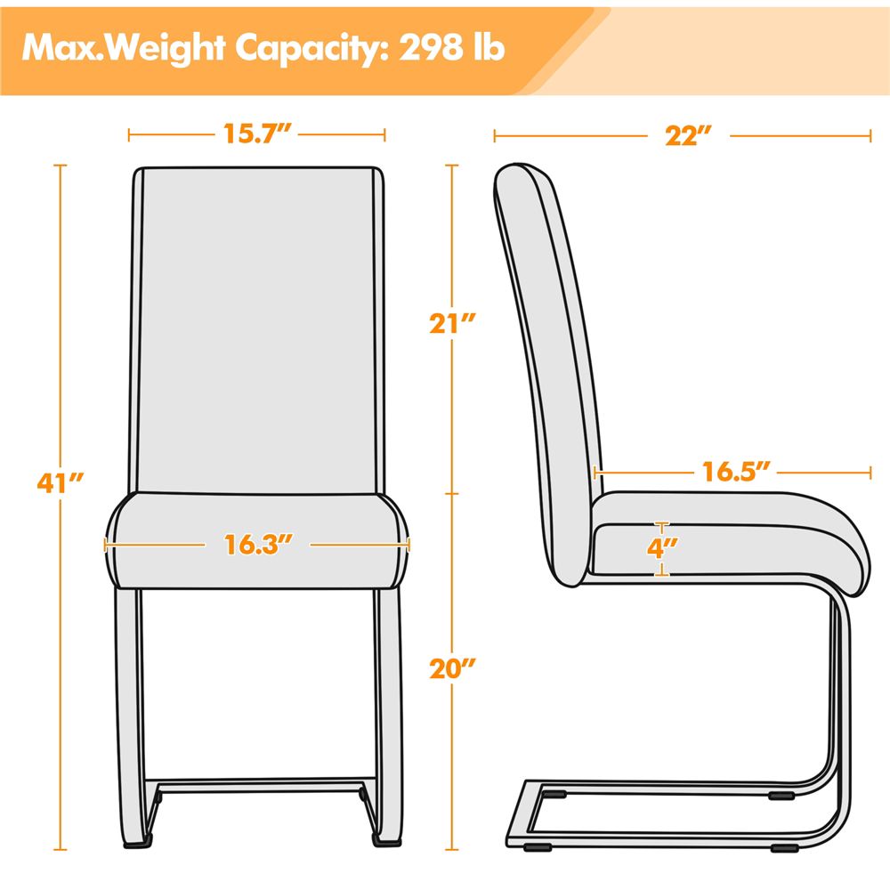 Yaheetech 2PCS PU Leather Dining Chairs Furniture for Kitchen, Dining Room