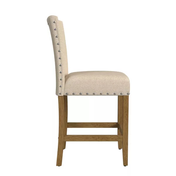 24" Upholstered Counter Height Barstool with Nailheads - HomePop