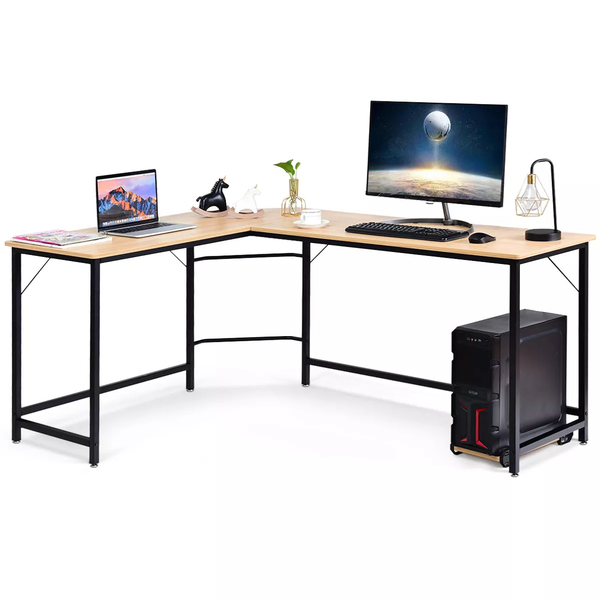L-Shaped Computer Desk Corner Workstation Study Gaming Table Home Office