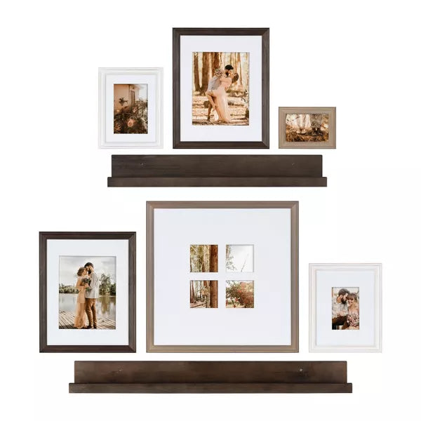 8pc Bordeaux Frame Box Set White/Black/Natural Wood - Kate & Laurel All Things Decor