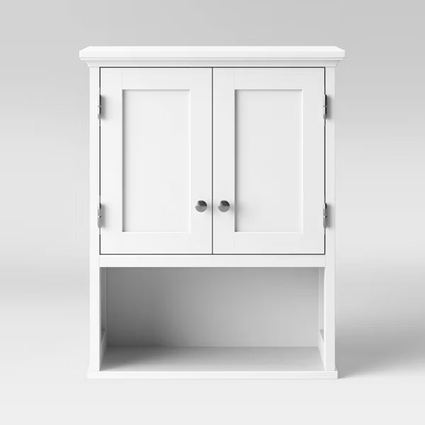 Wood Wall Cabinet White - Threshold™: MDF Floating Shelf, Over Toilet Storage, 2 Shelves