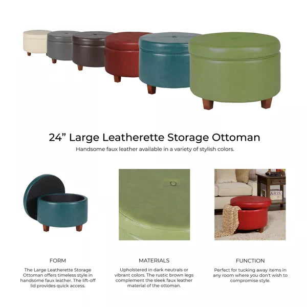 Large Round Storage Ottoman - HomePop