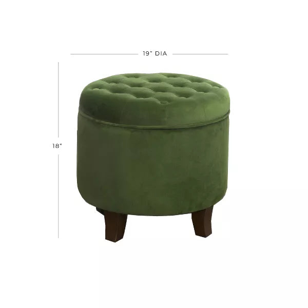 Large Round Button Tufted Storage Ottoman - HomePop (Color Green)