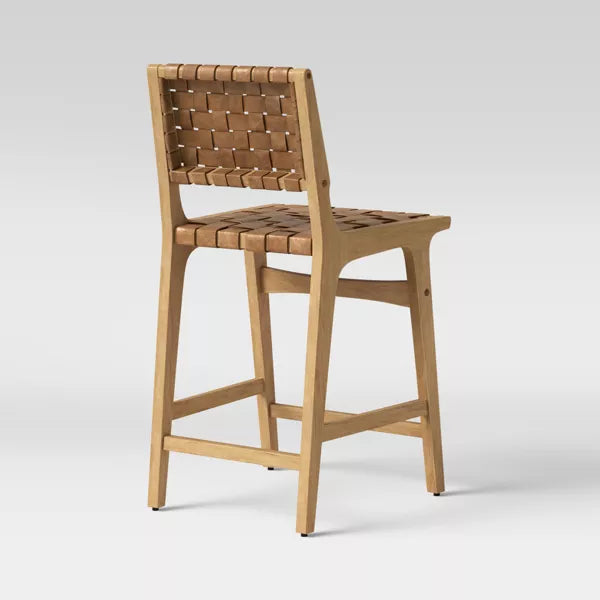 Ceylon Woven Counter Height Barstool Brown/Natural Wood - Threshold™