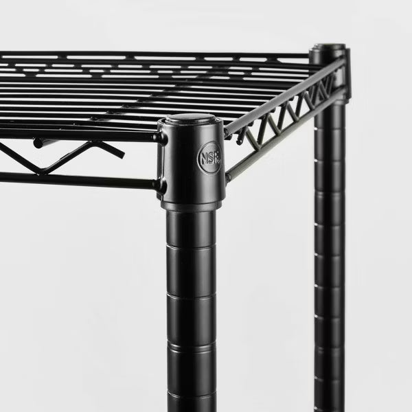 5 Tier Wide Wire Shelving Black - Brightroom™: Adjustable Metal Storage Unit, 72.63" H, 350 lb Capacity, 5 Shelves