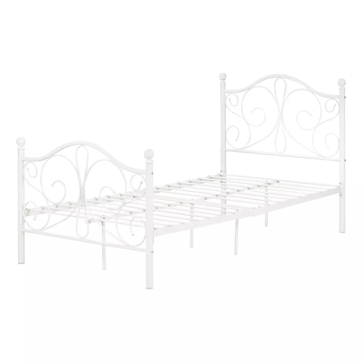 Twin Country Poetry Complete Metal Platform Kids' Bed White - South Shore