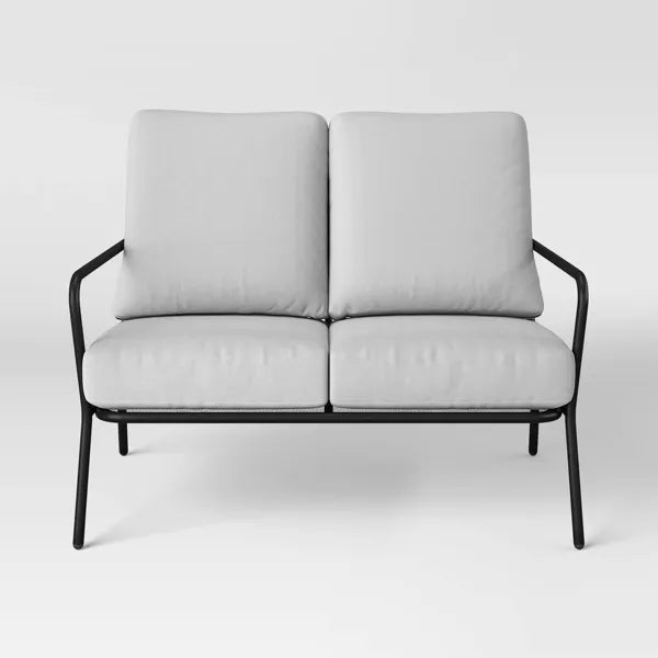 Metal Mesh Loveseat with Double Cushions Black/Gray - Room Essentials™