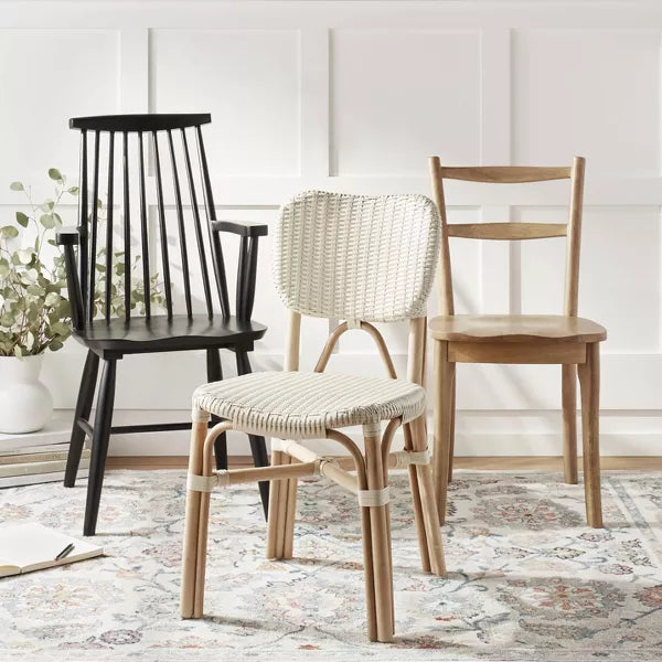 Canton Rattan and Woven Dining Chair White - Threshold™: Nautical Stripe, No Assembly, 250lb Capacity