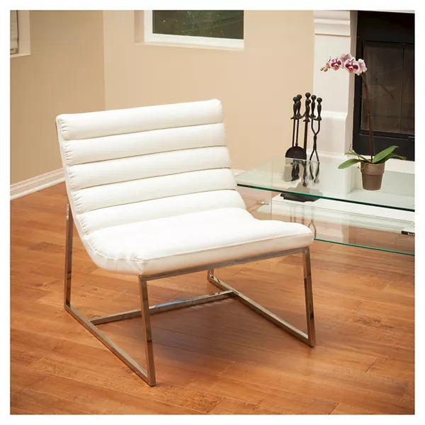 Parisian Sofa Chair White - Christopher Knight Home: Bonded Leather, No Assembly, Steel Legs