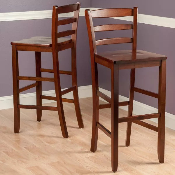 Set of 2 30" Ladder Back Barstool Hardwood/Walnut - Winsome