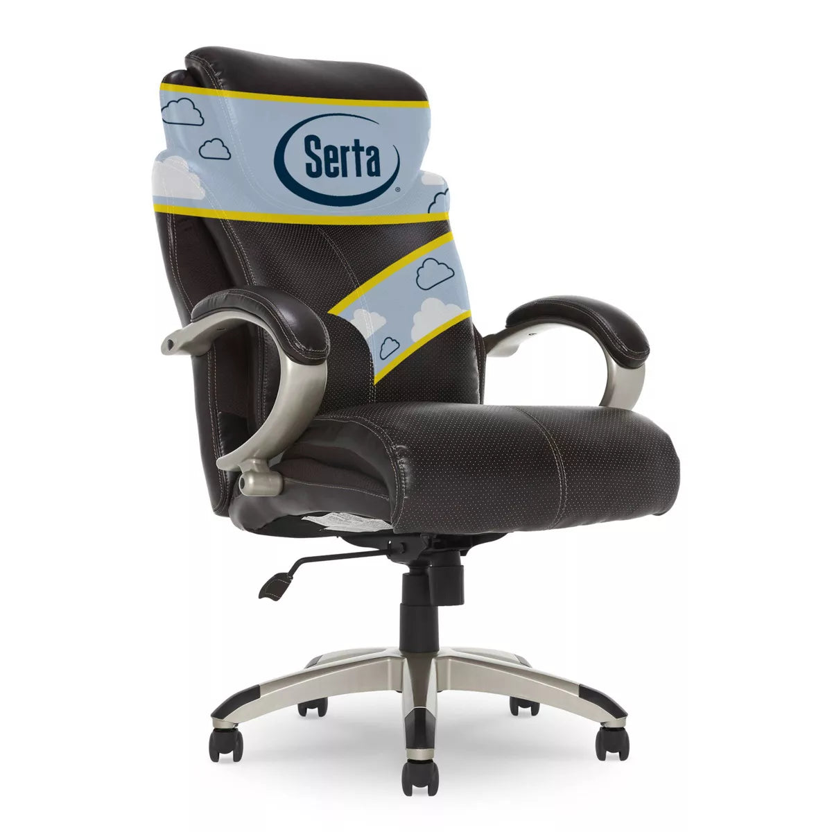 Serta AIR Health & Wellness Big & Tall Executive Chair Brown Leather: Ergonomic, Adjustable, Swivel, Modern Style