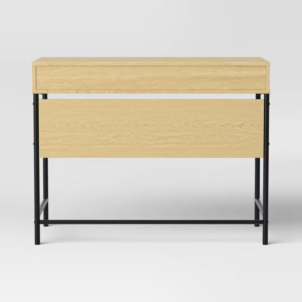Mixed Material Wood and Metal Writing Desk Natural with Storage Drawer - Room Essentials™