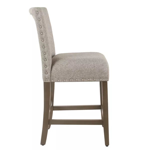 24" Upholstered Counter Height Barstool with Nailheads - HomePop