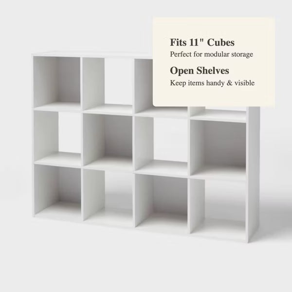 11" 12 Cube Book Shelf White - Brightroom™
