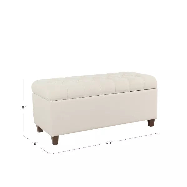 Ainsley Button Tufted Storage Bench - HomePop