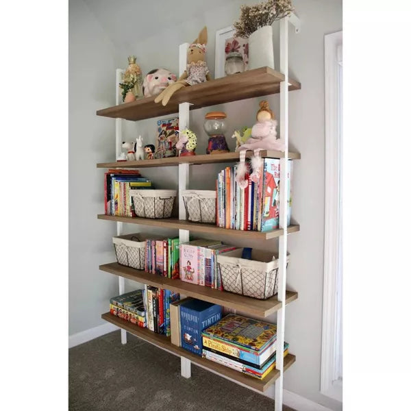 73" Theo 5 Tier Wood Wall Mount Ladder Bookshelf - Nathan James