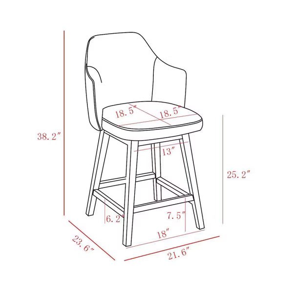 25.2" Kinston Swivel Curved Back Upholstered Counter Height Barstool with Footrest Linen - Threshold™