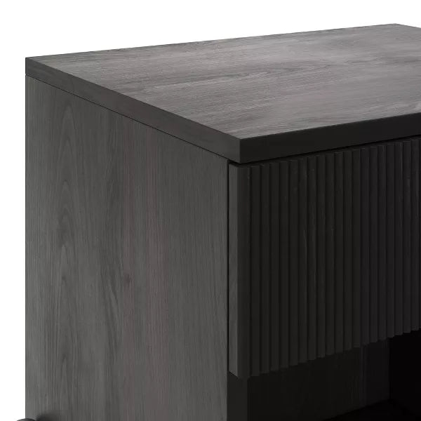 Modern Boho Fluted 1 Drawer Storage Nightstand - Saracina Home