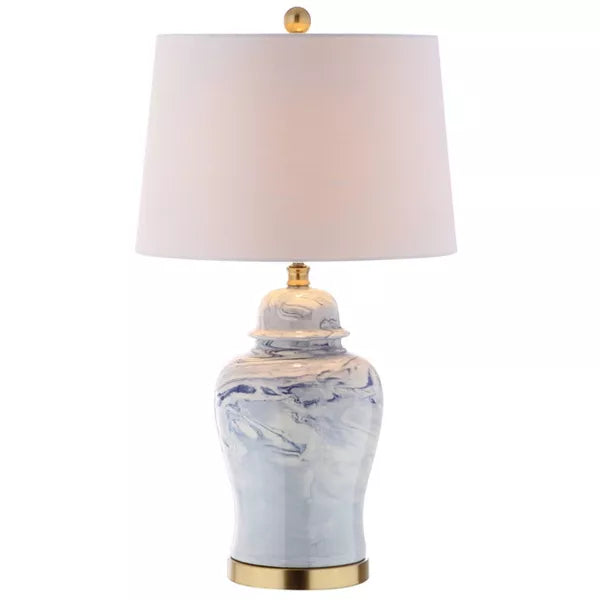 26" Ceramic Wallace Table Lamp (Includes LED Light Bulb) Blue - JONATHAN Y: Modern Accent, No Assembly Required, UL Listed