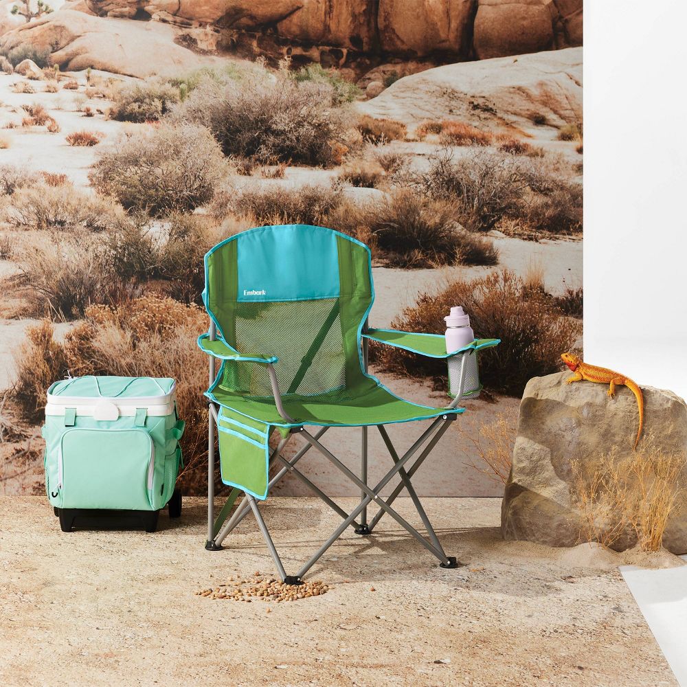 Oversized Outdoor Portable Mesh Camp Chair Green - Embark™