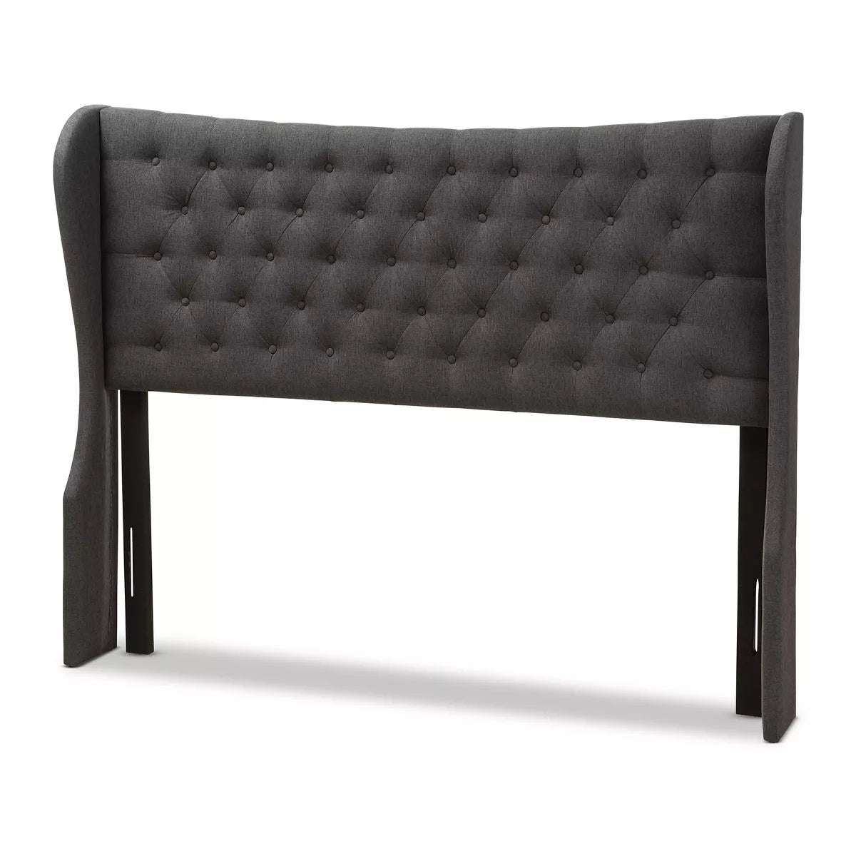 Cadence Modern and Contemporary Fabric Button - Tufted Winged Headboard - Baxton Studio Size Queen