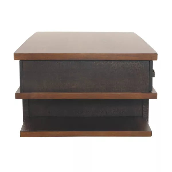 Stanah Coffee Table with Lift Top Black/Brown - Signature Design by Ashley: Storage Shelf, Rectangular, Mid-Century Modern Style