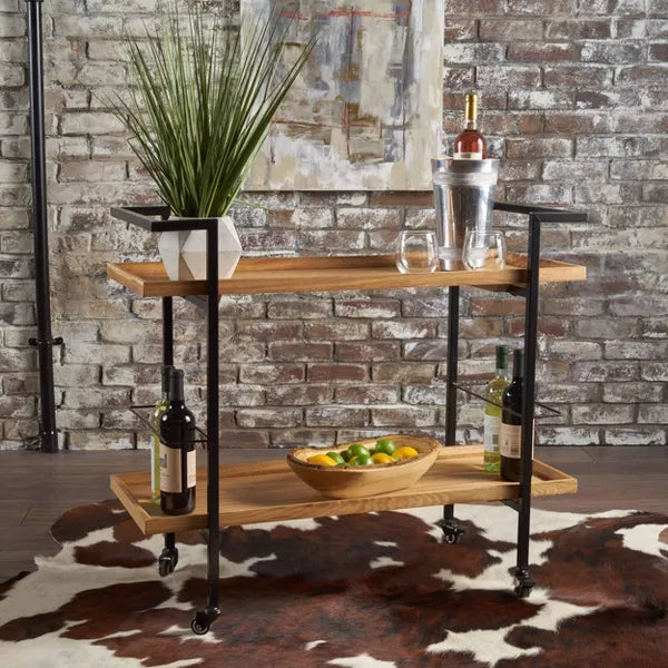 Gerard Industrial Wooden Bar Cart - Christopher Knight Home