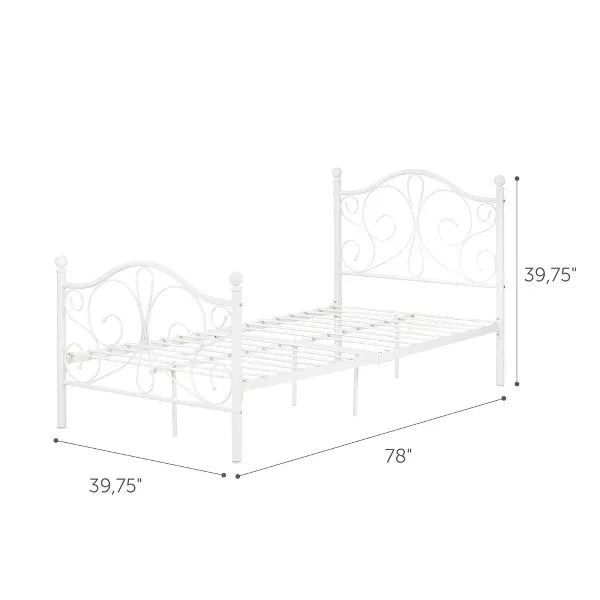 Twin Country Poetry Complete Metal Platform Kids' Bed White - South Shore